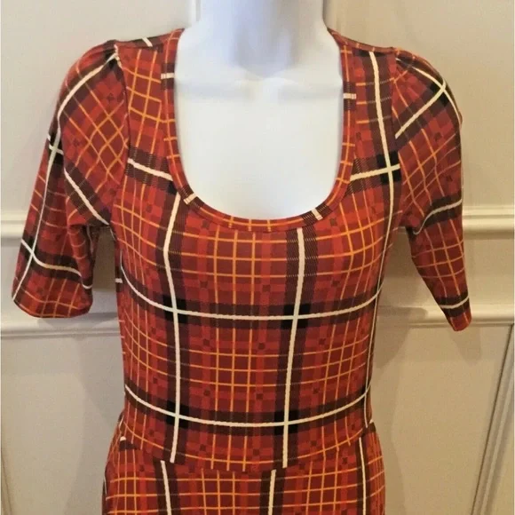 LuLaRoe Maxi Dress X-Small Burnt Orange Striped Short Sleeve - Picture 3 of 9